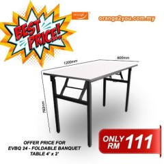 EVBQ 24 - 4' x 2' Rectangular Foldable Table | Meja Lipat Banquet